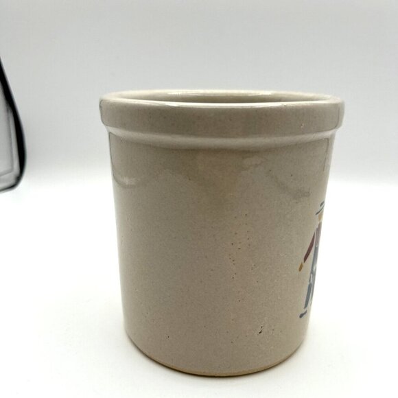 Vtg 1987 RRP Co Roseville Stoneware 1 qt High‎ Jar Crock Hand Painted Amish Home - Picture 5 of 9